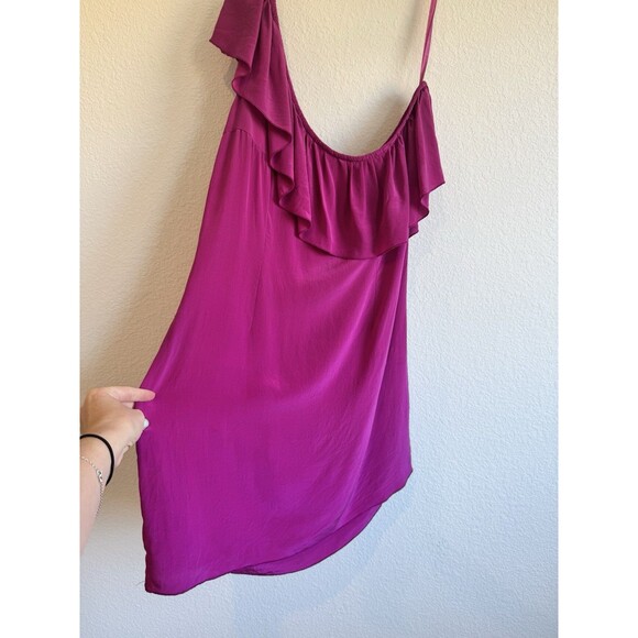 Jenny Han Women's Pink Silk Dress One Shoulder Ruffle Accent Small - Picture 6 of 13